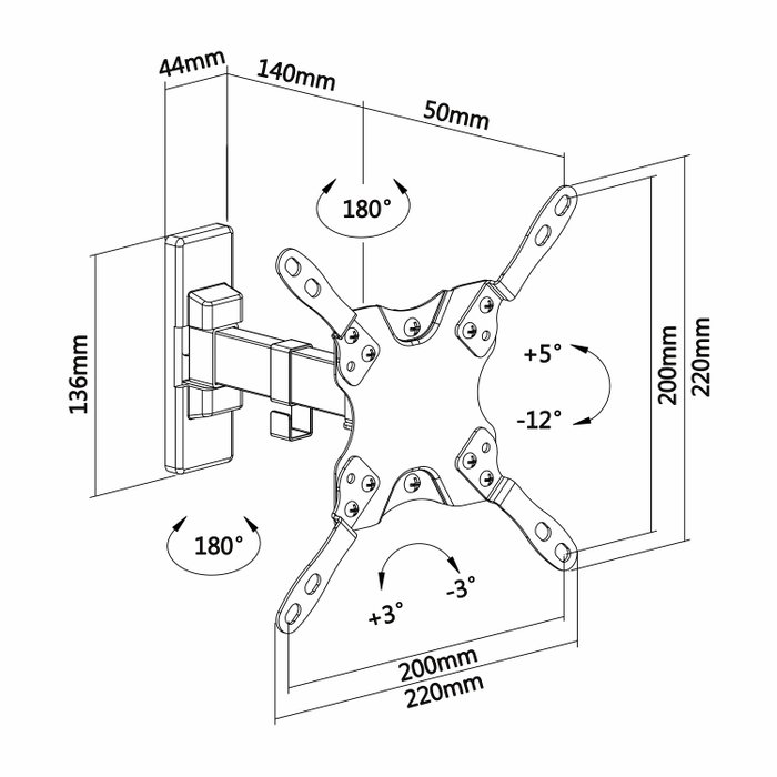 Aisens Soporte de Pared WT42TSLE-009 para TV y Monitor de 13-42 pulgadas